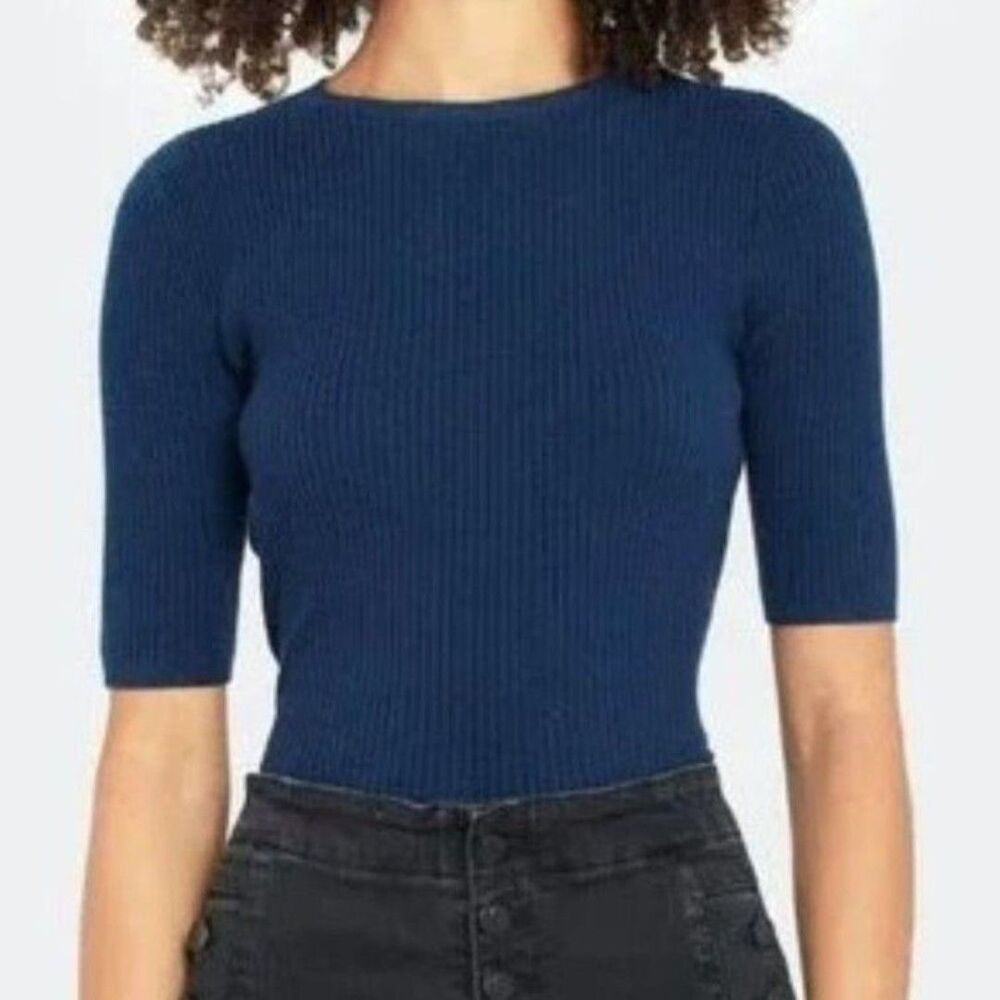 NWT Billie the Label - Christine Rib Knit Sweater - French Navy Blue